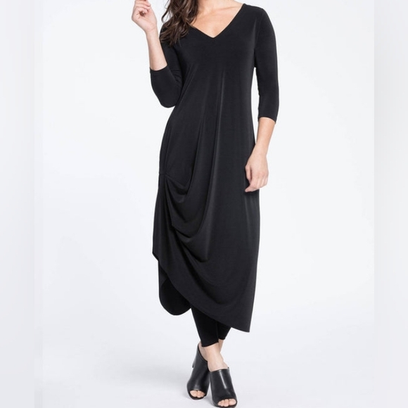 🇨🇦 SYMPLI black drama dress, 3/4 Sleeve size 6, NWT - Picture 5 of 16